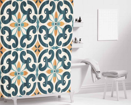Pattern With The Word Foliate Bathroom Shower Curtain Fabric Waterproof | 66 X 72 Inch