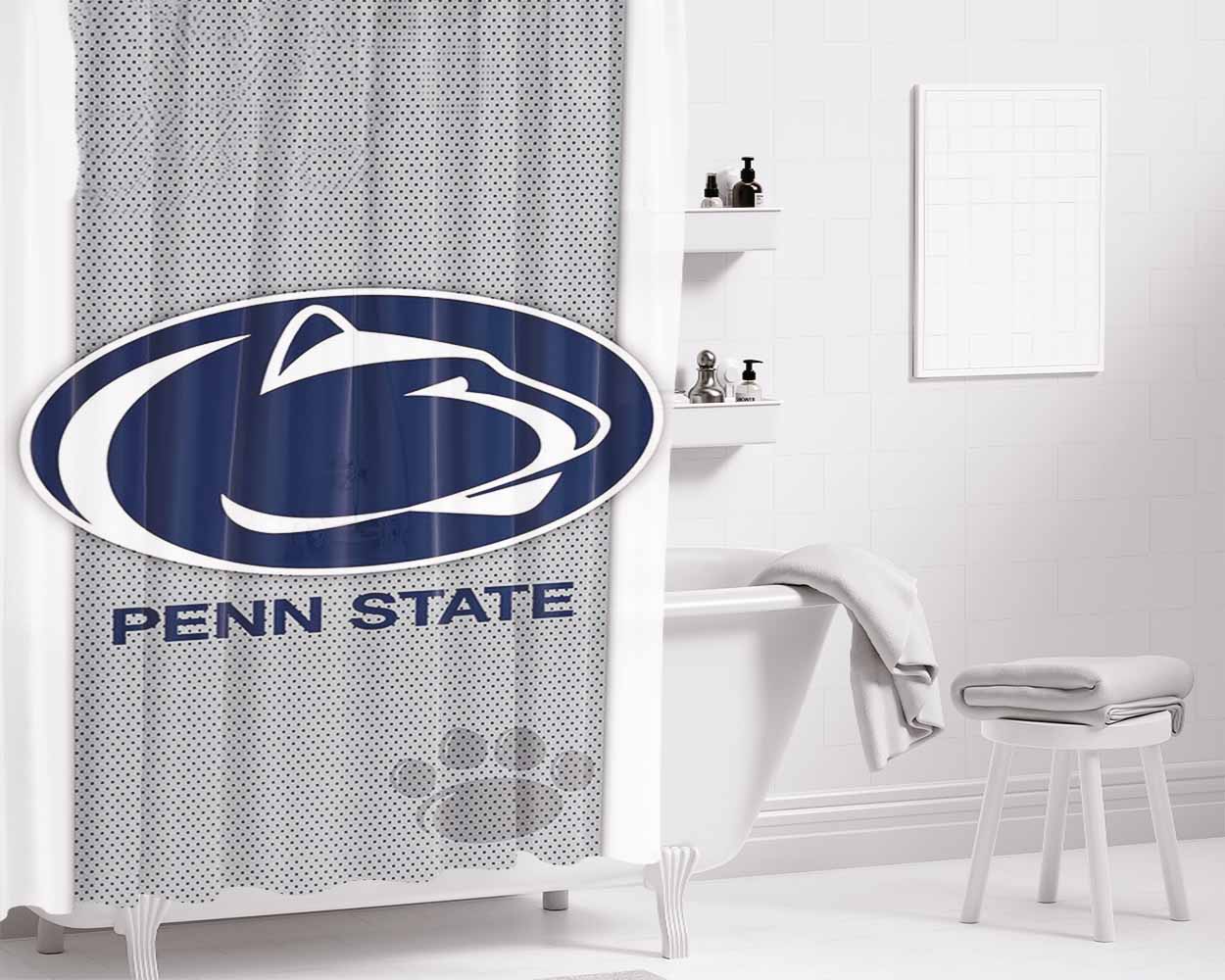 Penn State Nittany Lions Football 2 Bathroom Shower Curtain Fabric Waterproof | 66 X 72 Inch