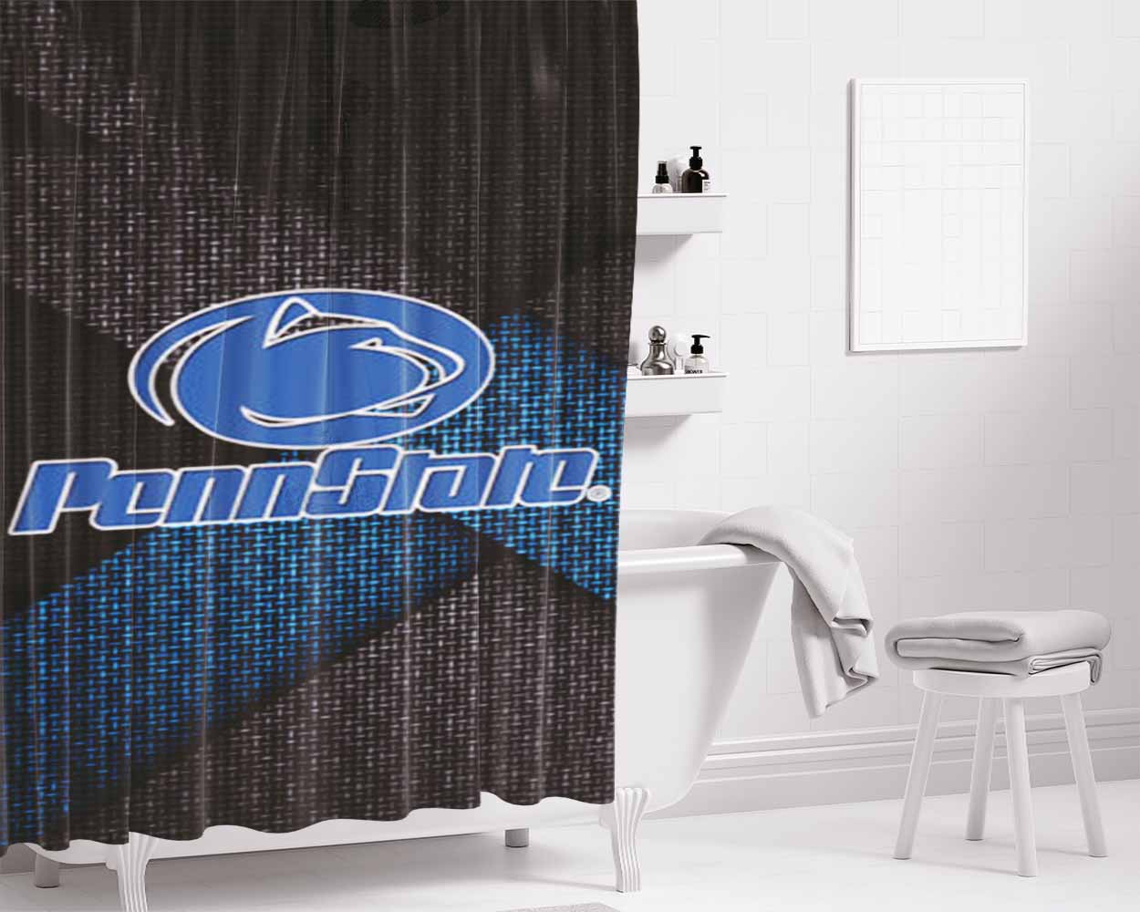 Penn State Symbol Bathroom Shower Curtain Fabric Waterproof | 66 X 72 Inch