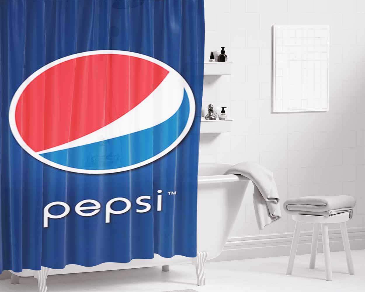 Pepsi Art Bathroom Shower Curtain Fabric Waterproof | 66 X 72 Inch