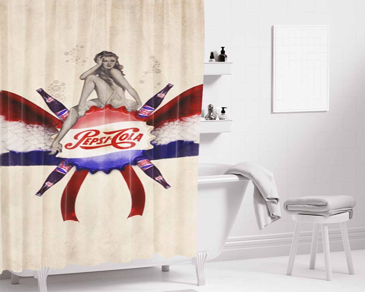 Pepsi Coca Cola Drink Bathroom Shower Curtain Fabric Waterproof | 66 X 72 Inch