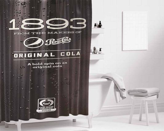 Pepsi Cola 1893 Original Black Ice Cans Bathroom Shower Curtain Fabric Waterproof | 66 X 72 Inch