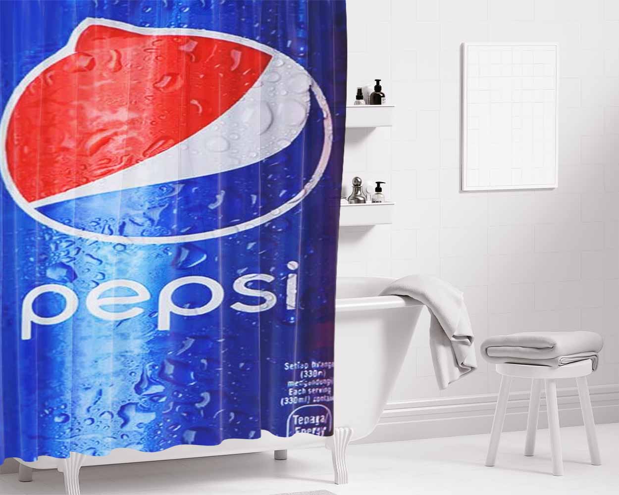Pepsi Logo Bathroom Shower Curtain Fabric Waterproof | 66 X 72 Inch