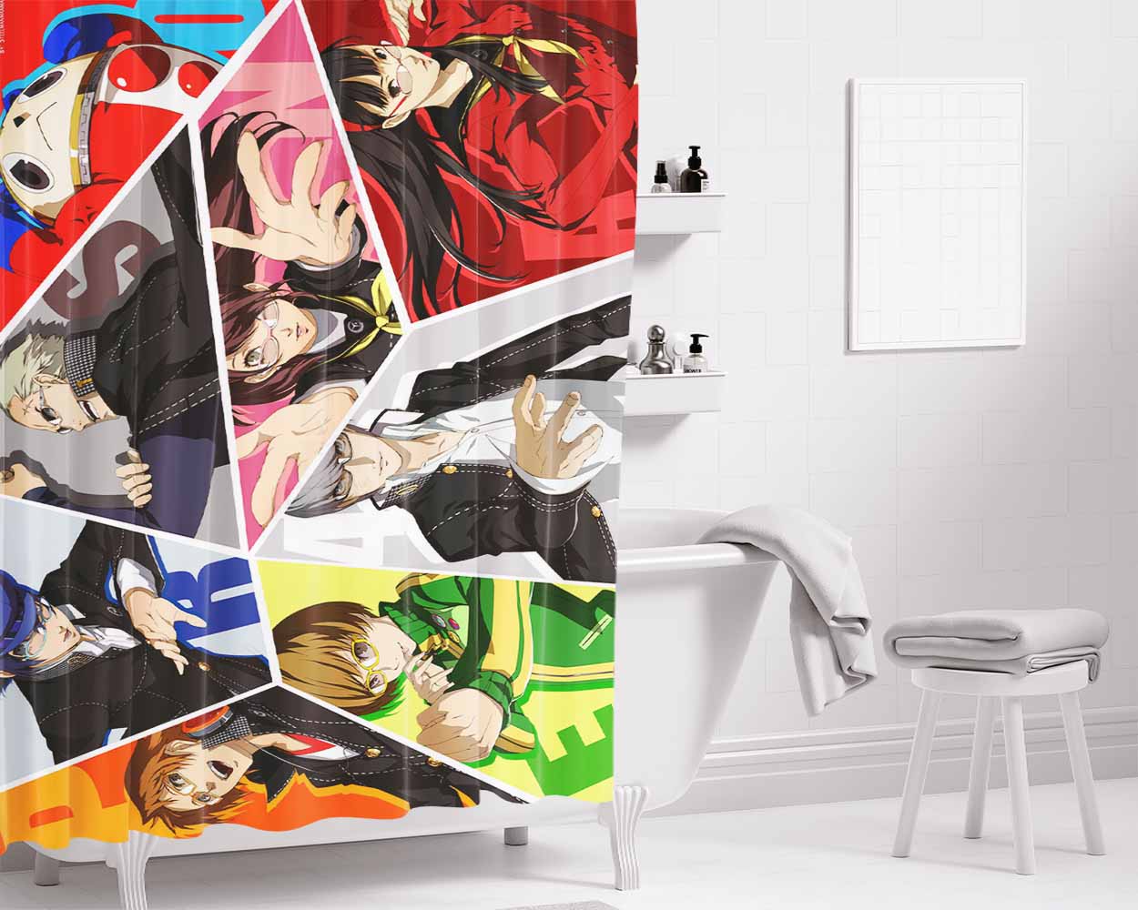 Persona 4 Characters Bathroom Shower Curtain Fabric Waterproof | 66 X 72 Inch
