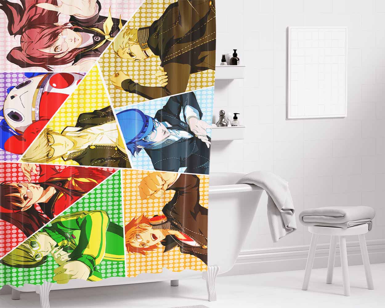 Persona 4 Golden Vita Wallpaper Bathroom Shower Curtain Fabric Waterproof | 66 X 72 Inch