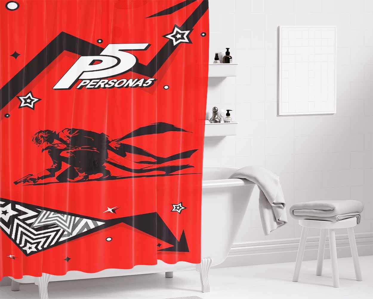 Persona P51 Bathroom Shower Curtain Fabric Waterproof | 66 X 72 Inch