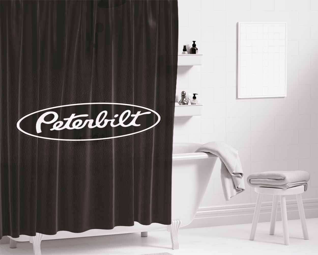 Peterbilt Logo Bathroom Shower Curtain Fabric Waterproof | 66 X 72 Inch