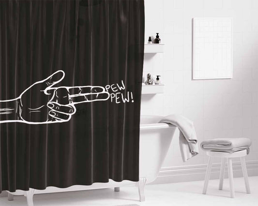 Pew Pew Bathroom Shower Curtain Fabric Waterproof | 66 X 72 Inch