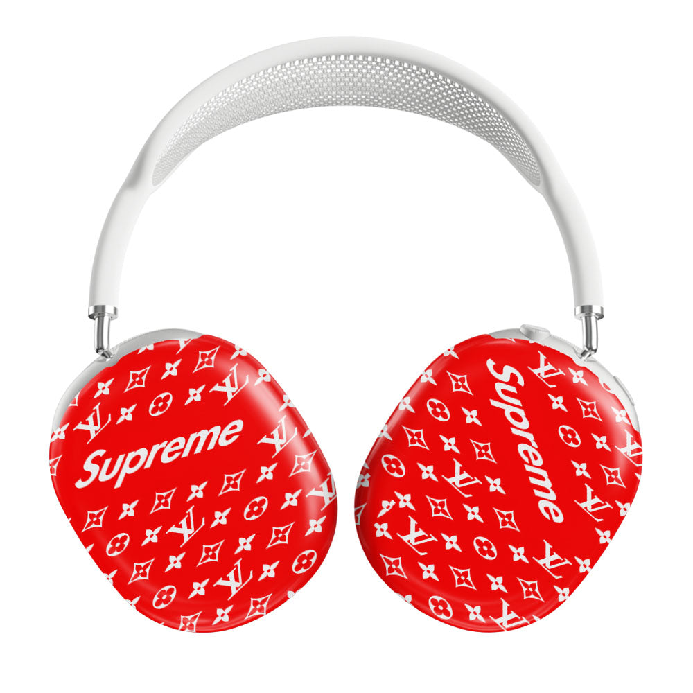 Red Supreme Louis Vuitton Pattern Airpods Max Tough Case