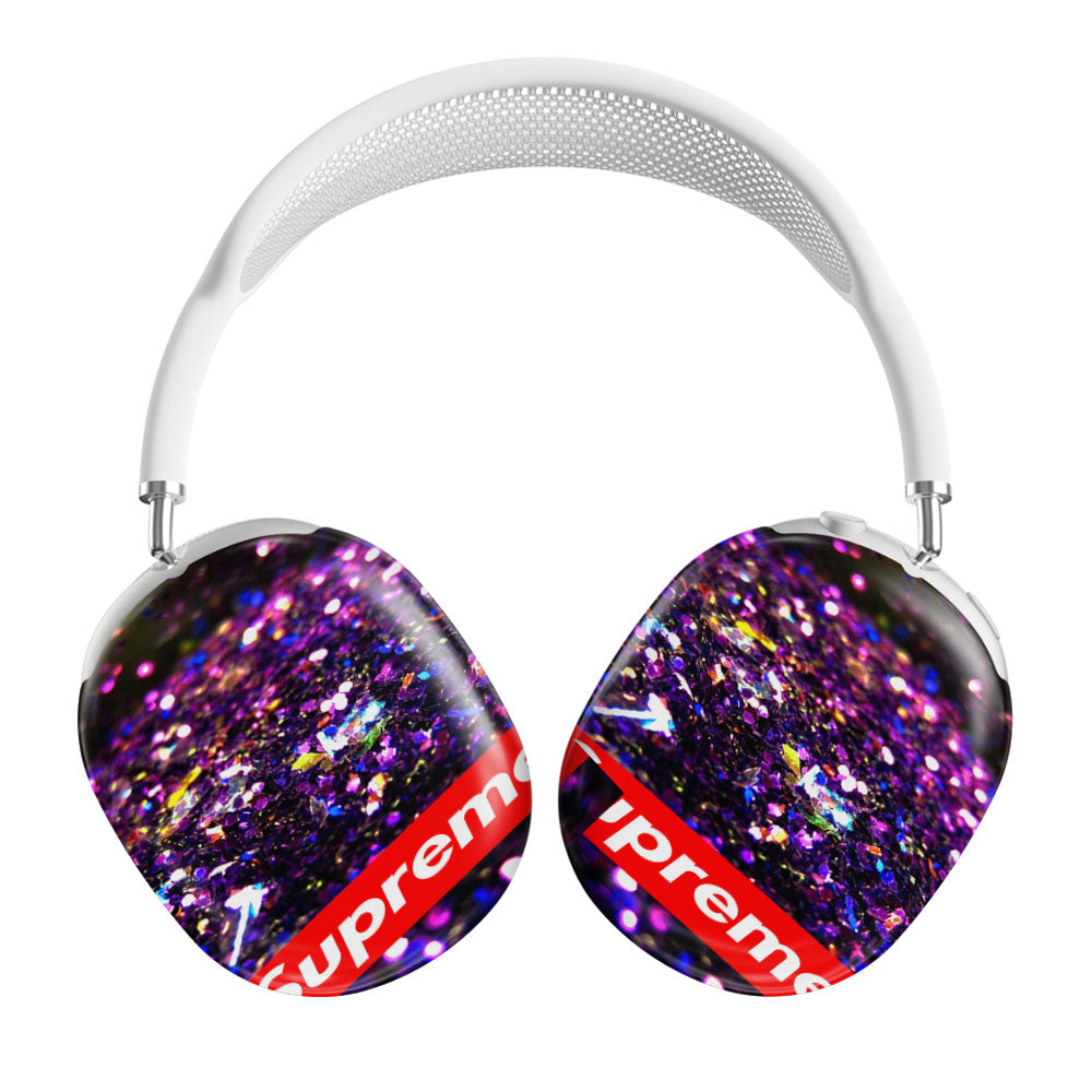 Supreme Black And Purple Glitter Airpods Max Tough Case