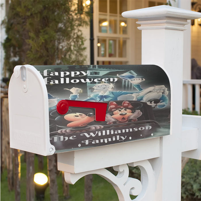 Disney Haunted Mansion Doombuggy With Mickey Mouse And Minnie Mouse Magnetic Mailbox Cover 18" X 21" Outdoor Decor