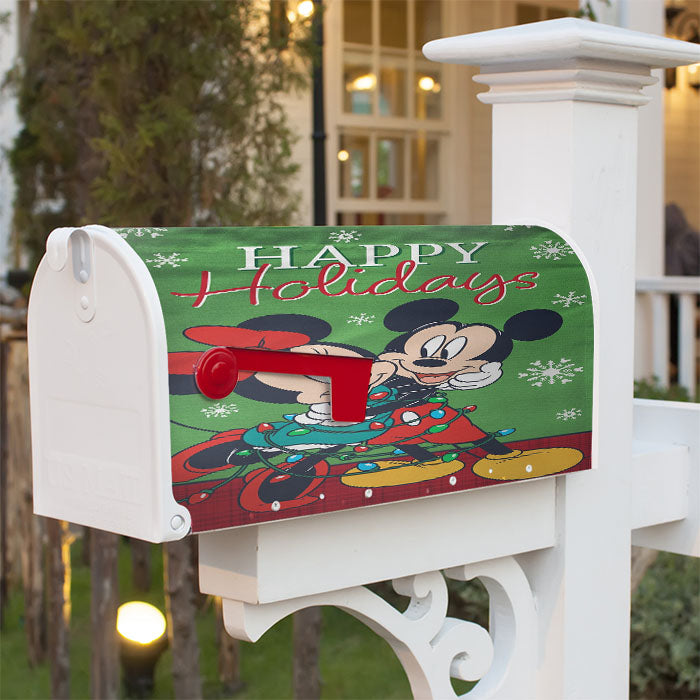 Disney Mickey And Minnie Christmas Light Tangle Magnetic Mailbox Cover 18" X 21" Outdoor Decor
