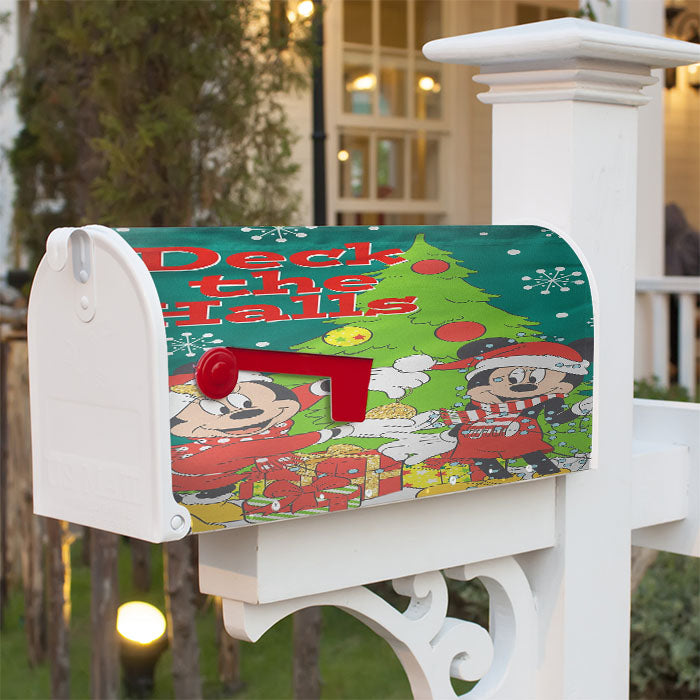 Disney Mickey And Minnie Deck The Halls Magnetic Mailbox Cover 18" X 21" Outdoor Decor