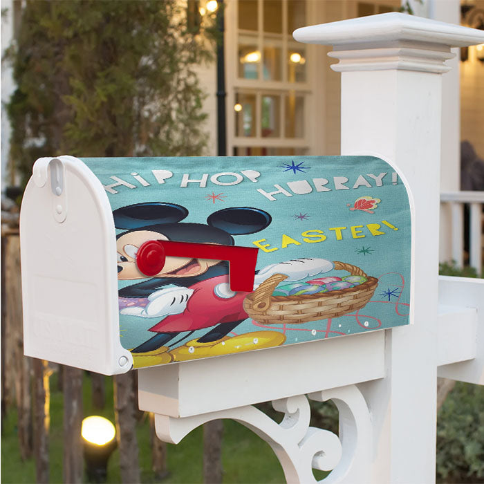 Disney Mickey Hip Hop Hurray Easter Magnetic Mailbox Cover 18" X 21" Outdoor Decor