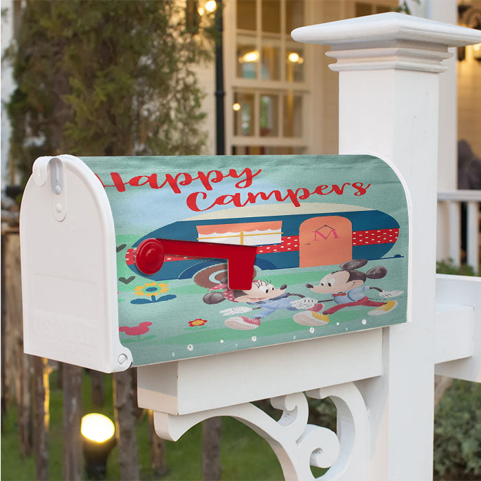 Happy Campers Mickey And Minnie Magnetic Mailbox Cover 18" X 21" Outdoor Decor