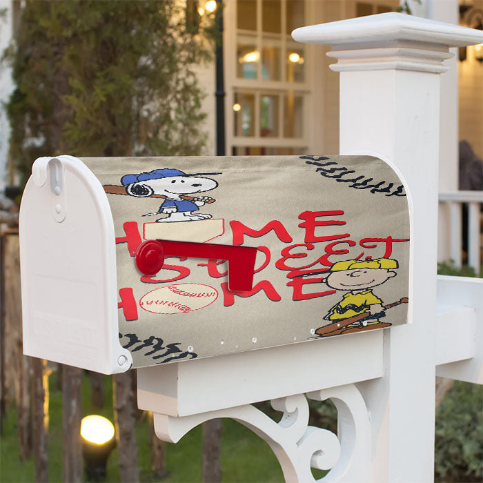 Home Sweet Home Snoopy Baseball Magnetic Mailbox Cover 18" X 21" Outdoor Decor