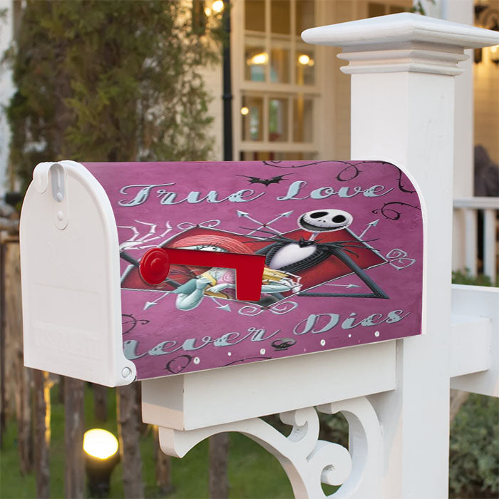 Jack & Sally True Love Never Dies Magnetic Mailbox Cover 18" X 21" Outdoor Decor
