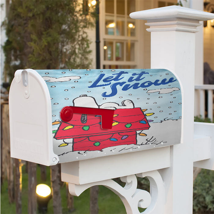 Let It Snow Snoopy Christmas Magnetic Mailbox Cover 18" X 21" Outdoor Decor