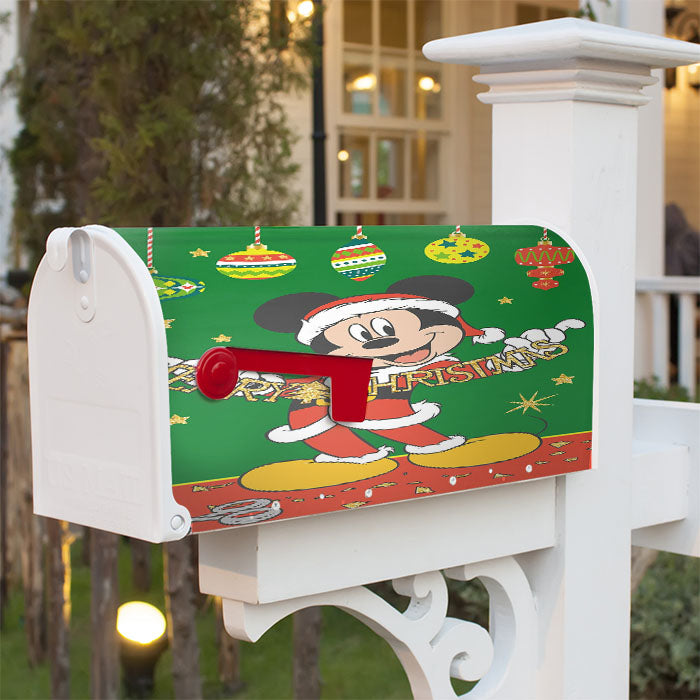 Merry Christmas Cutout Mickey Magnetic Mailbox Cover 18" X 21" Outdoor Decor