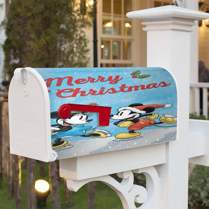 Merry Mickey & Minnie Magnetic Mailbox Cover 18" X 21" Outdoor Decor