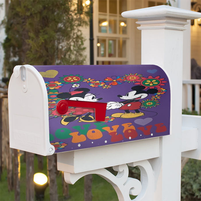 Mickey & Minnie Retro Love Magnetic Mailbox Cover 18" X 21" Outdoor Decor