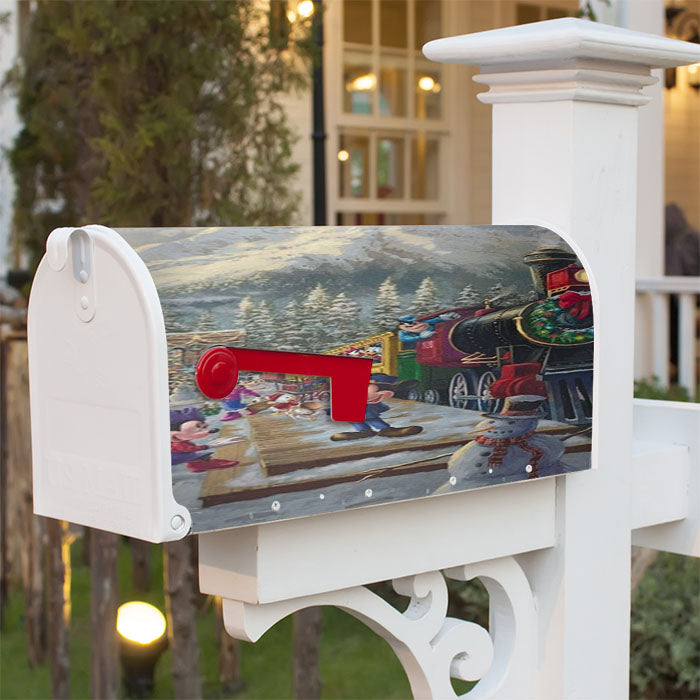 Mickey And Minnie Candy Cane Express Magnetic Mailbox Cover 18" X 21" Outdoor Decor