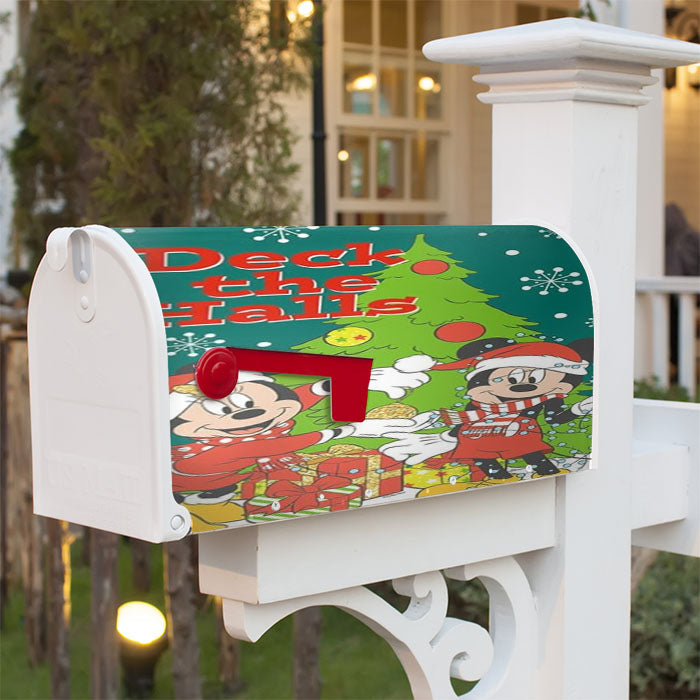 Mickey And Minnie Deck The Halls Magnetic Mailbox Cover 18" X 21" Outdoor Decor
