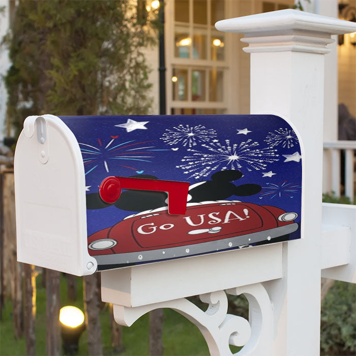 Mickey And Minnie Fireworks Magnetic Mailbox Cover 18" X 21" Outdoor Decor