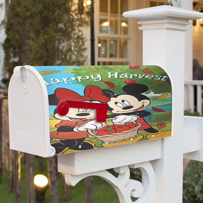 Mickey And Minnie Happy Harvest Magnetic Mailbox Cover 18" X 21" Outdoor Decor