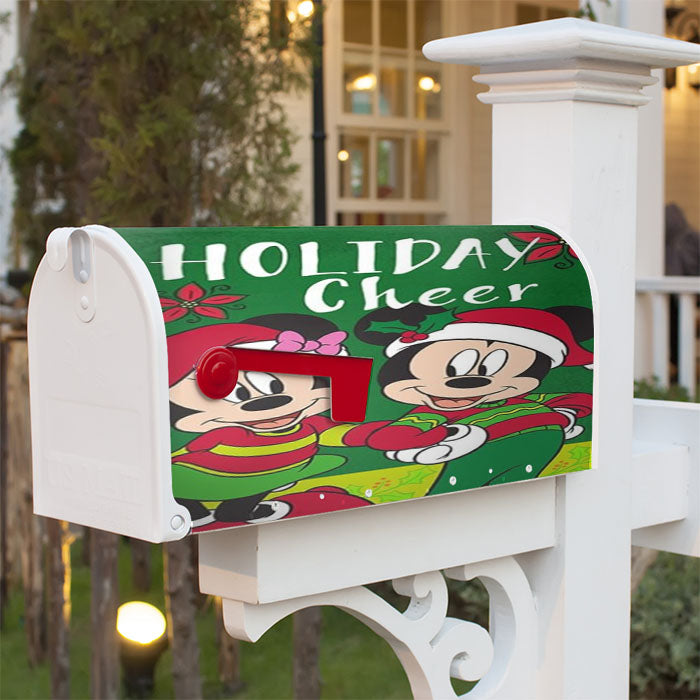 Mickey And Minnie Holiday Cheer Magnetic Mailbox Cover 18" X 21" Outdoor Decor