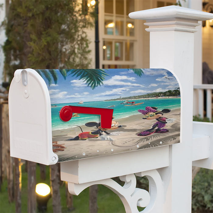 Mickey And Minnie In Florida Magnetic Mailbox Cover 18" X 21" Outdoor Decor