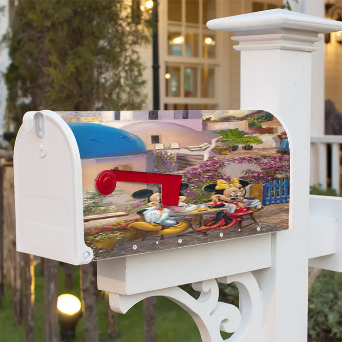 Mickey And Minnie In Greece Magnetic Mailbox Cover 18" X 21" Outdoor Decor