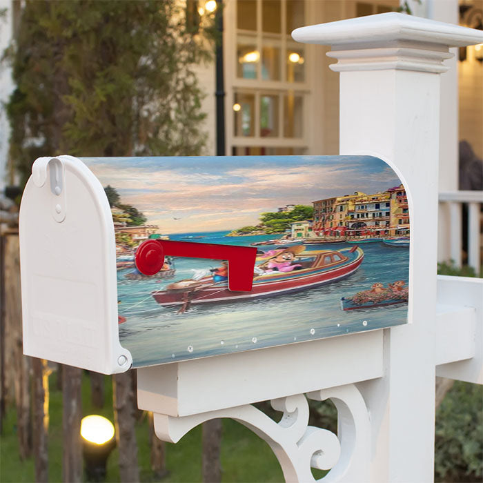 Mickey And Minnie In Italy Magnetic Mailbox Cover 18" X 21" Outdoor Decor