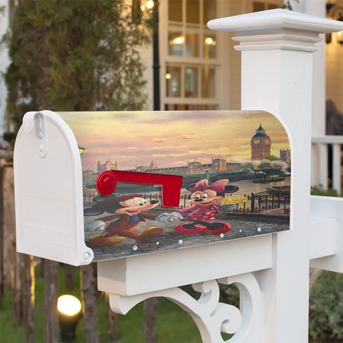 Mickey And Minnie In London Magnetic Mailbox Cover 18" X 21" Outdoor Decor