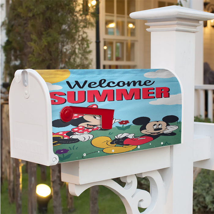 Mickey And Minnie Summer Magnetic Mailbox Cover 18" X 21" Outdoor Decor