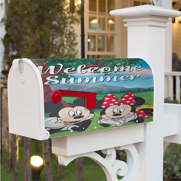 Mickey And Minnie Summer Welcome Magnetic Mailbox Cover 18" X 21" Outdoor Decor