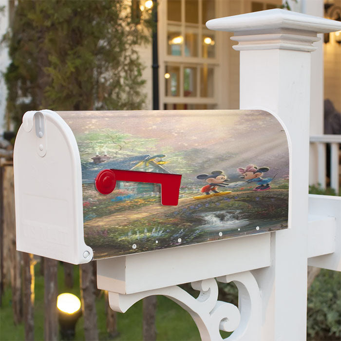 Mickey And Minnie Sweetheart Bridge Magnetic Mailbox Cover 18" X 21" Outdoor Decor