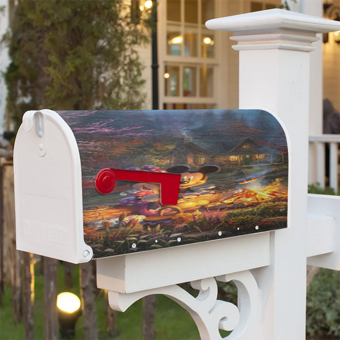 Mickey And Minnie Sweetheart Campfire Magnetic Mailbox Cover 18" X 21" Outdoor Decor