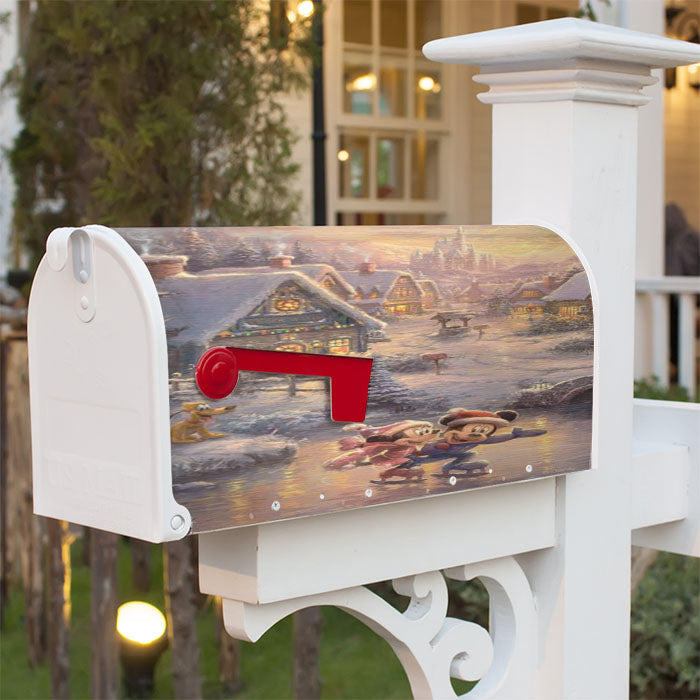 Mickey And Minnie Sweetheart Holiday Magnetic Mailbox Cover 18" X 21" Outdoor Decor