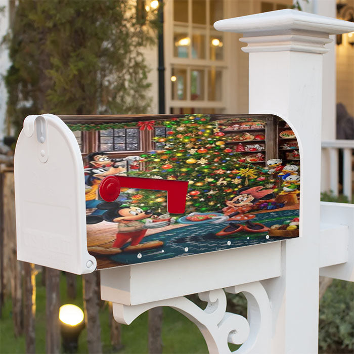 Mickey And Minnie Trimming The Tree Magnetic Mailbox Cover 18" X 21" Outdoor Decor