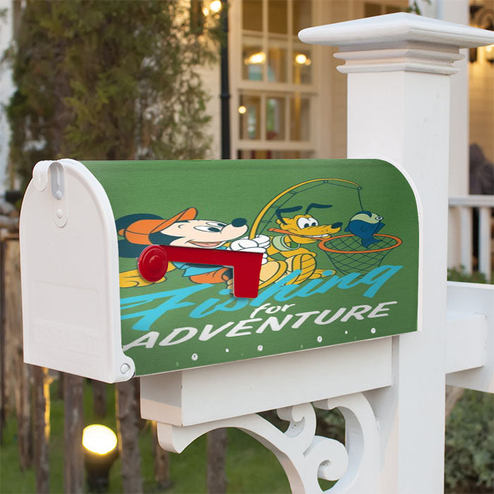 Mickey Fishing For Adventure Magnetic Mailbox Cover 18" X 21" Outdoor Decor