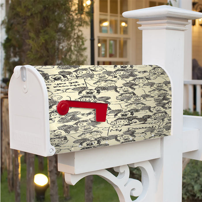 Mickey Mouse Pattern Canvas Silhouette Magnetic Mailbox Cover 18" X 21" Outdoor Decor