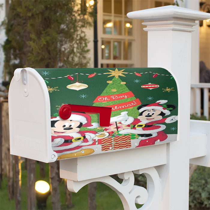 Oh Boy Christmas Mickey And Minnie Magnetic Mailbox Cover 18" X 21" Outdoor Decor