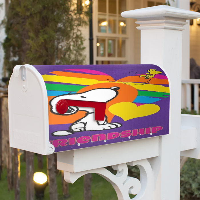 Peanuts Rainbow Friendship Snoopy Magnetic Mailbox Cover 18" X 21" Outdoor Decor