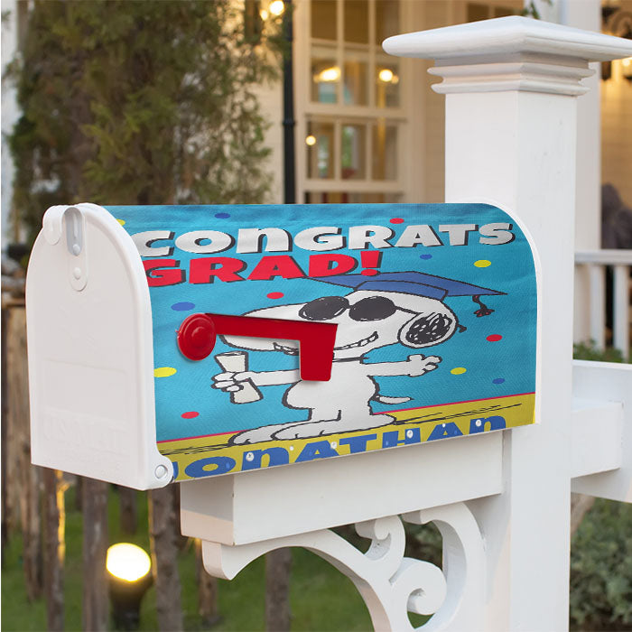 Personalized Snoopy Graduation Magnetic Mailbox Cover 18" X 21" Outdoor Decor