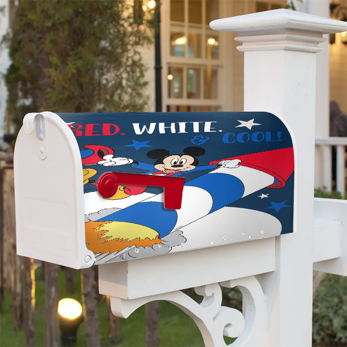 Red, White & Cool Mickey Magnetic Mailbox Cover 18" X 21" Outdoor Decor