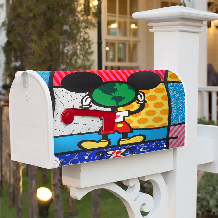 Romero Britto Mickeys World Wallpaper Magnetic Mailbox Cover 18" X 21" Outdoor Decor