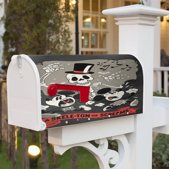 Skeleton Of Screams Mickey & Minnie Magnetic Mailbox Cover 18" X 21" Outdoor Decor