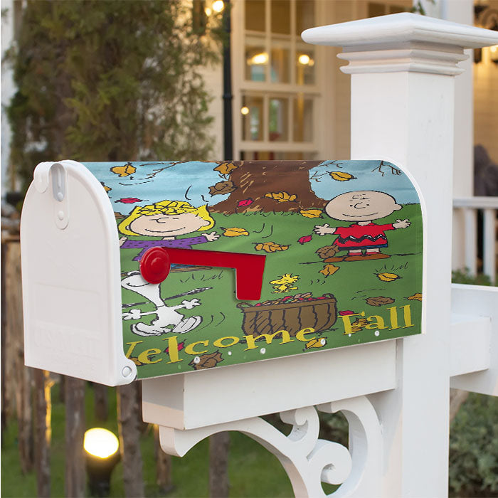 Snoopy Charlie Brown Welcome Fall Magnetic Mailbox Cover 18" X 21" Outdoor Decor