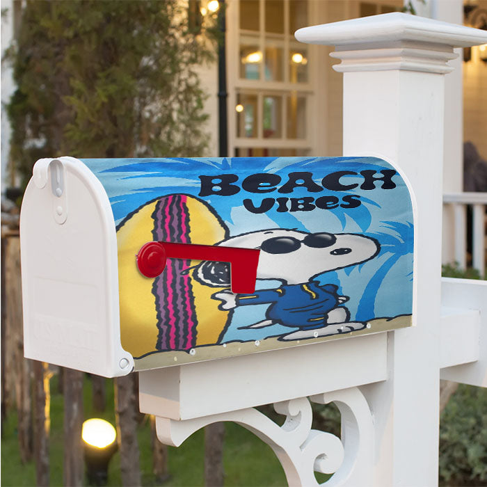 Snoopy Summer Beach Magnetic Mailbox Cover 18" X 21" Outdoor Decor